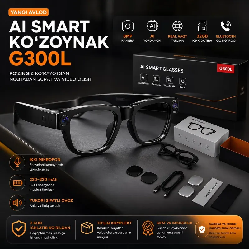 Smart Ochki Kamerali Xotirasi 32GB — фото 1