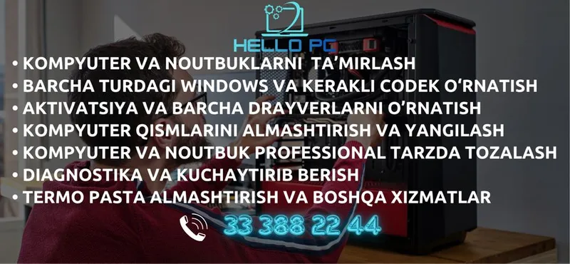 WINDOWS(7,8.1,10,11 Pro) va Barcha Driverlar,Codek,Office — фото 1