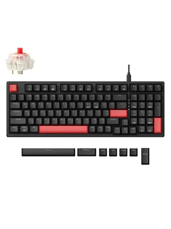 Клавиатура механическая Lemokey X5 104Key, Keychron Red, USB-A, QMK, EN/UZ/RU, Red LED, Черный — фото 2