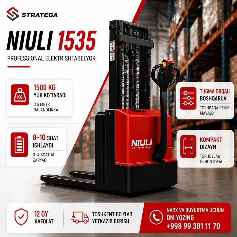 HALOL Nasiya elektr 1,5t shtabelyor sotiladi!