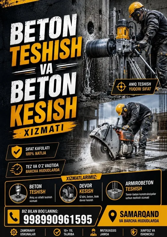 Beton teshish va kesish xizmati