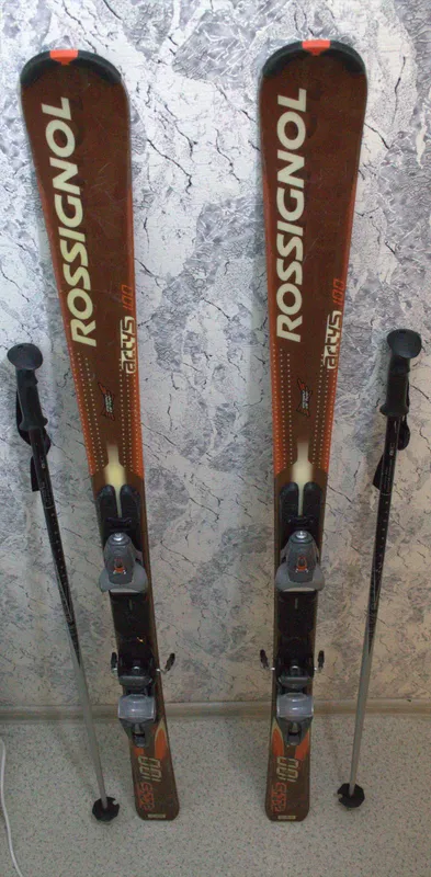 Горные лыжи Rossignol 162 см + крепления + палки 4 Горные лыжи Rossignol 162 см + крепления + палки 4