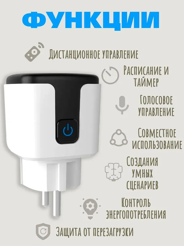 Умная розетка smart plug wifi smart socket — фото 1