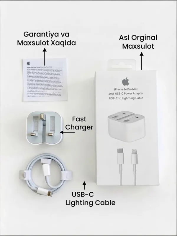 iPhone uchun tezkor 20W zaryadchik to'plami: 3