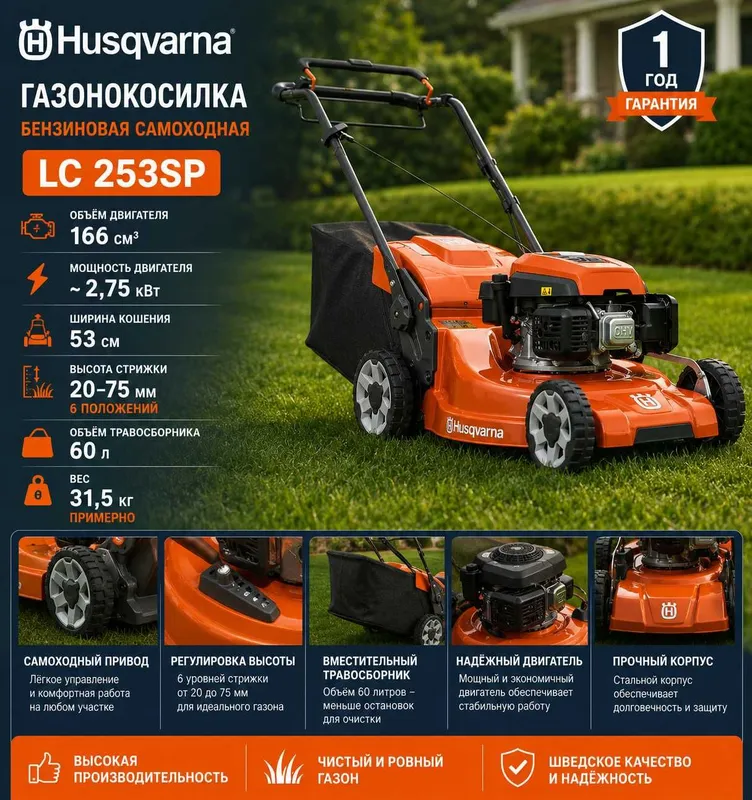 Gazonokosilka Husqvarna LC 253SP Бензиновая газонокосилка