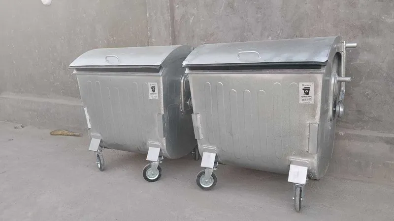 Оцинкованный бак для мусора 1100 л 2
