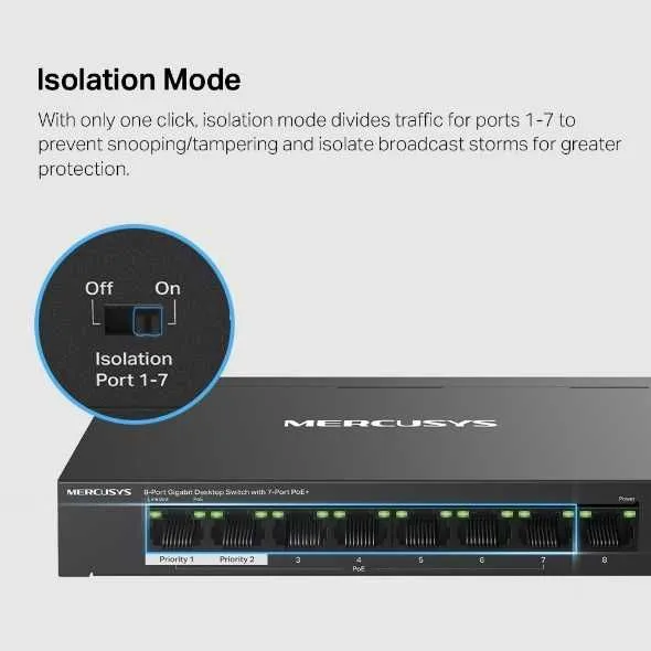 10-Портовый 10/100 Мбит/с (8 портов PoE+) коммутатор Mercusys MS110P — фото 4
