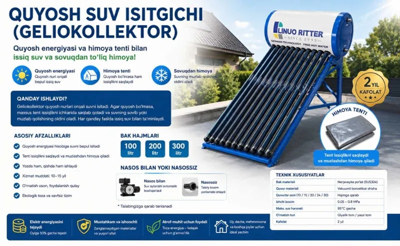 Quyosh suv istgich (Geliokollektor) I Солнечный водонагреватель