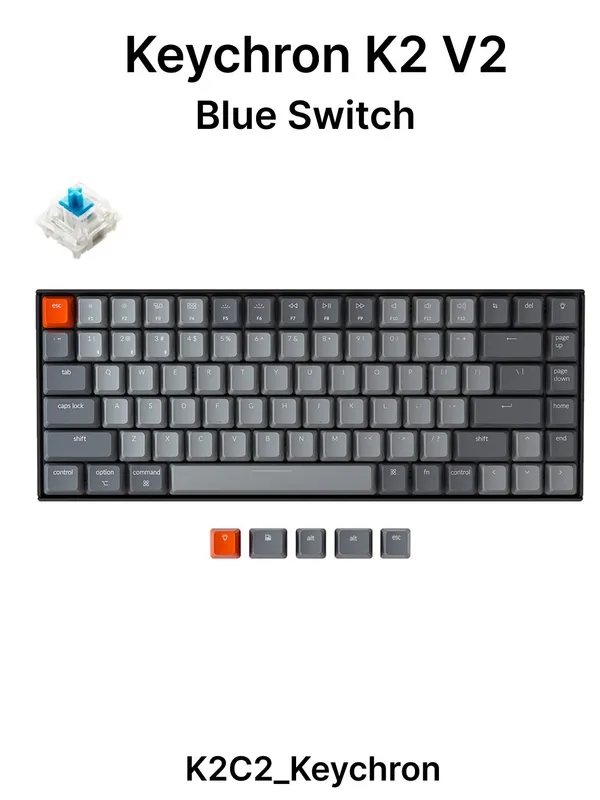 Беспроводная игровая механическая клавиатура Keychron K2 (K2C2) White LED, 84 клавиши — фото 2