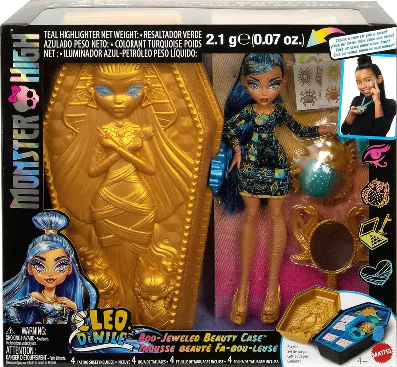 Monster High Doll & Accessories, Cleo De Nile Golden Glam Case Beauty