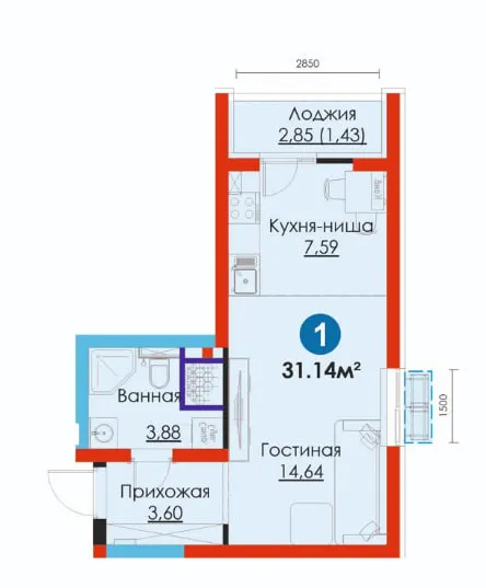Яшнабадский 1-ком метро Янгиабад! Взнос от 77 млн — фото 1