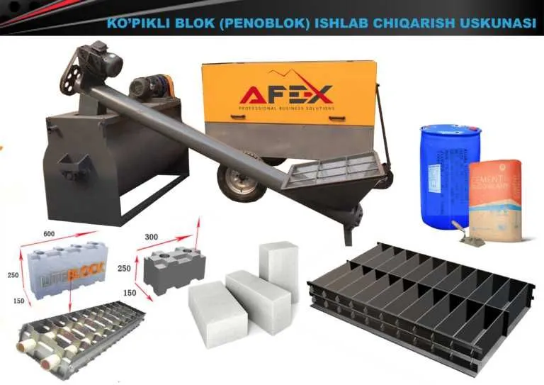 Ko`pikli blok (penablok) ishlab chiqarish liniyasi AF-L014 1 Ko`pikli blok (penablok) ishlab chiqarish liniyasi AF-L014 1