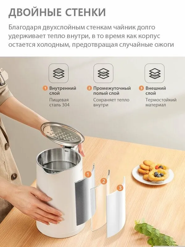 Электрический чайник Comfee CF-KT7074, 1800 Вт, 1.5 Л, 4