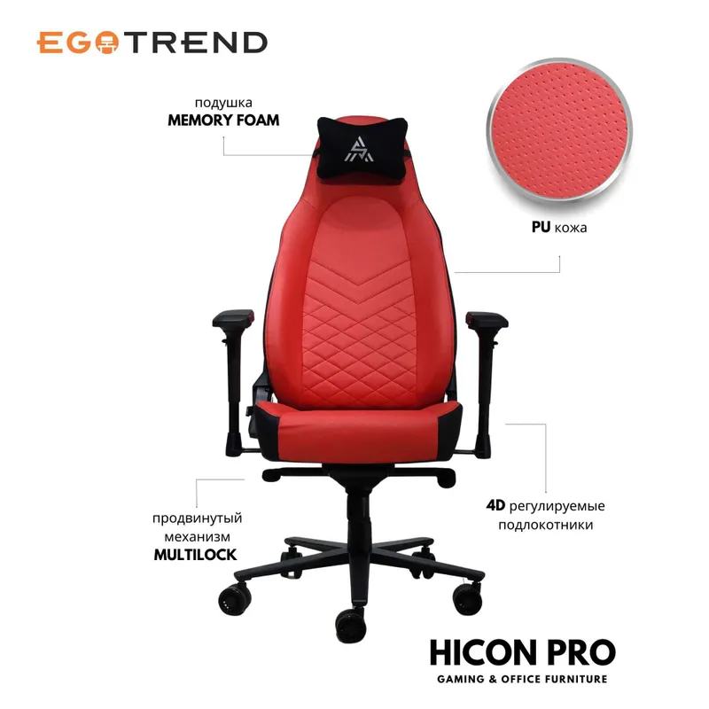 Игровое геймерское и офисное кресло HICON PRO — фото 2