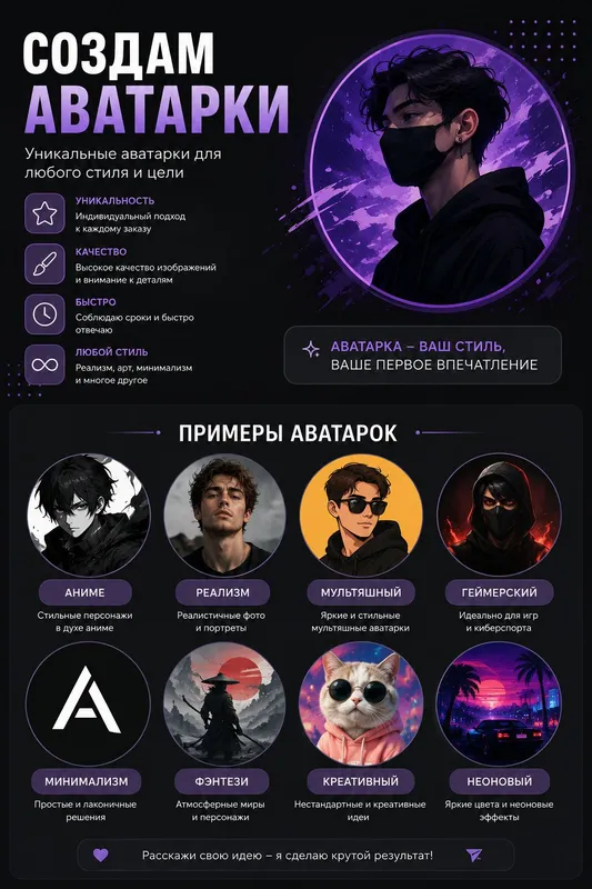 СОЗДАМ АВАТАРКИ НА ЗАКАЗ