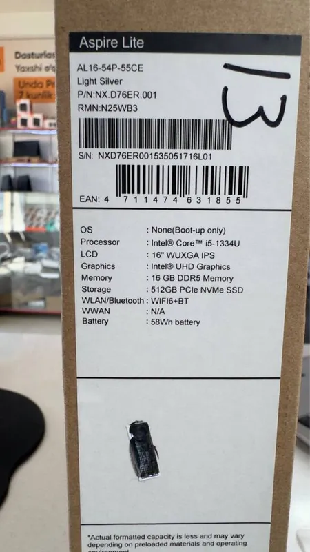 Acer New core i5-13 eng so’ngi avlodi ddr5 16/512 ssd ips ekran New — фото 5