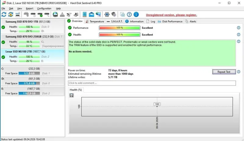 Lexar 2Tb SSD отличное состояние — фото 1