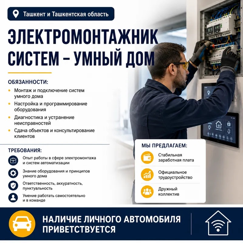 "Aqlli uy" tizimlari uchun elektromontajchi