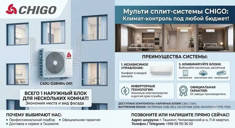 Мульти сплит системы CHIGO Климат контроль под любой бюджет Мульти сплит системы CHIGO Климат контроль под любой бюджет