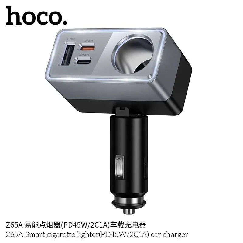 Hoco Z65A Авто зарядное устройство с разветвителем прикуривателя 165W — фото 3