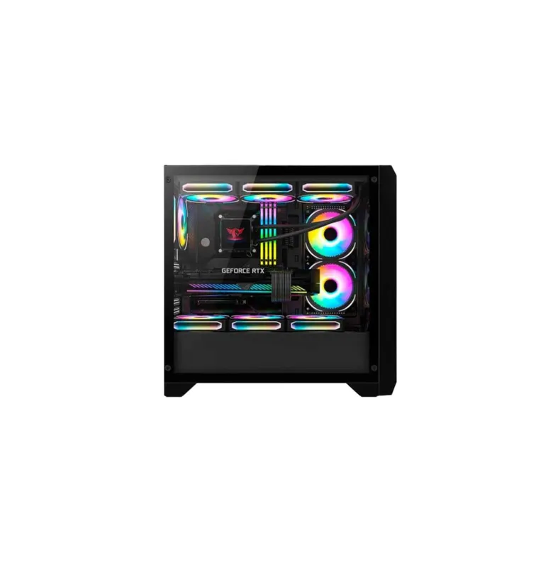 { Корпус Huntkey GX750A Predator Black с 3 RGB вентиляторами 2