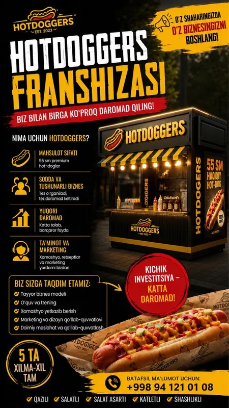 Hotdoggers franshizasi sotuvi boshlandi 1 Hotdoggers franshizasi sotuvi boshlandi 1