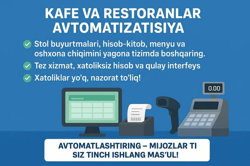 Kafe, restorant va Fast-food lar uchun programma