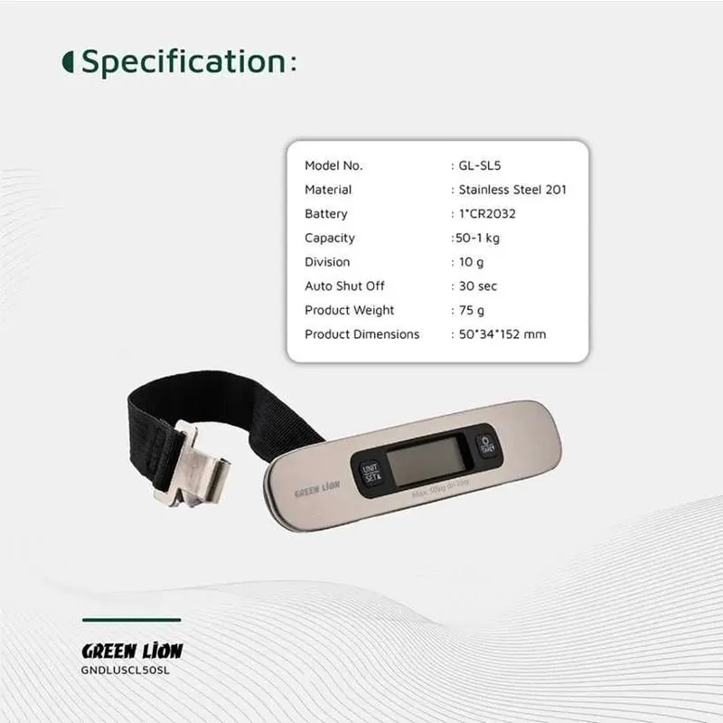 Green Lion Digital Luggage Scale 50kg Дорожные ручные весы для багажа — фото 5