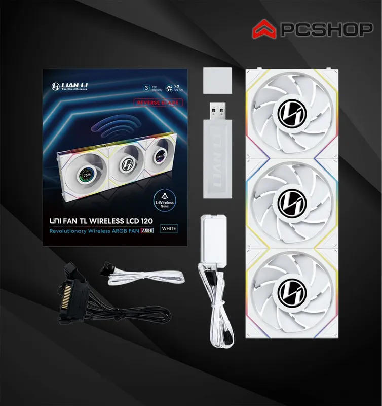 LIAN LI UNI FAN TL-120 Wireless FLEX Reverse LCD 3x Pack White