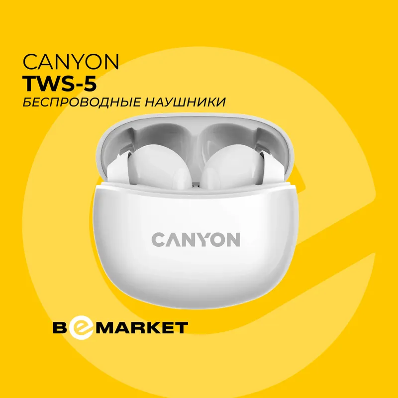 Беспроводные наушники Canyon TWS-5, White