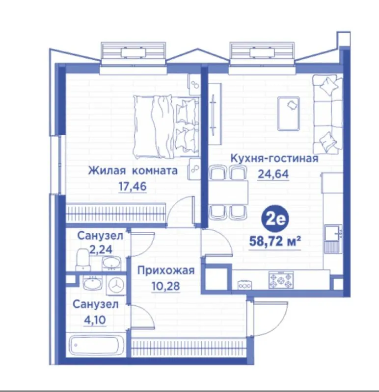 2-комнатная квартира, 58 м², Мирзо-Улугбек 2