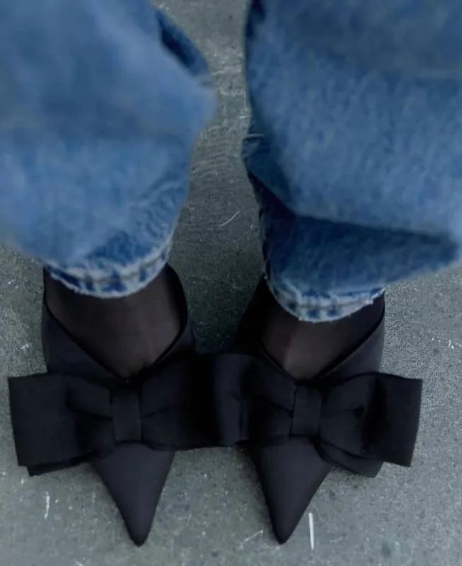 Туфли Zara на тонком каблуке с бантом 5