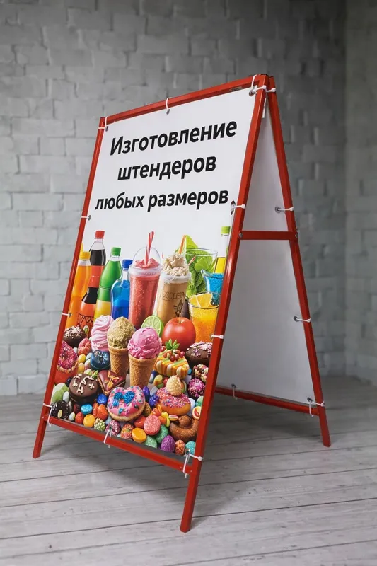 Штендеры рекламные на заказ (металл, брус, баннер, алюкабонд) — фото 4