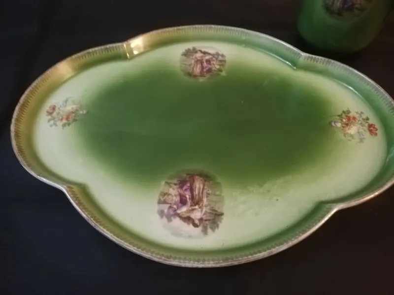 Чайник с подносом "Жницы" 1925 года Дулевский Фарфоровый завод — фото 1