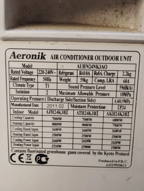 Ishlatilgan Aeronik konditsioneri, 24 000 BTU 4 Ishlatilgan Aeronik konditsioneri, 24 000 BTU 4