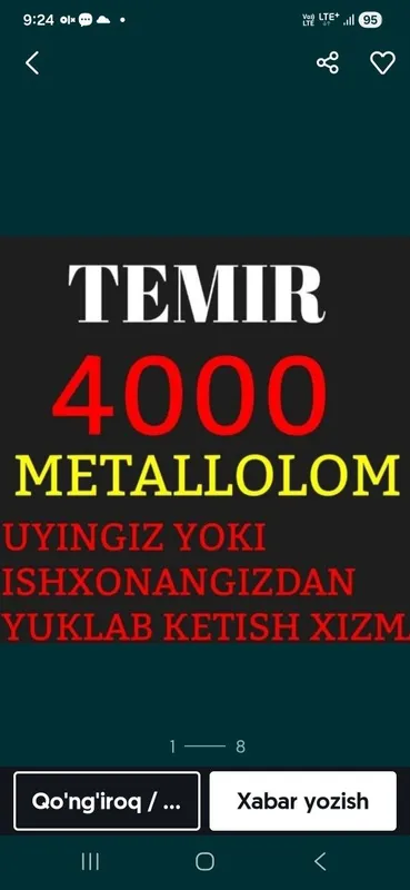 Metallom Olamiz 24/7 Pererabotka metalalom olib ketamiz 1