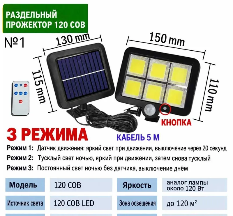 Настенный фонарь на солнечной батарее с датчиком движения 2