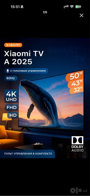 G‘ildirakli stendli Xiaomi Smart TV televizori 2 G‘ildirakli stendli Xiaomi Smart TV televizori 2