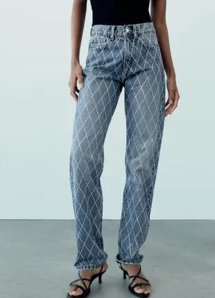 ZARA Женские джинсы со стразами 1 ZARA Женские джинсы со стразами 1