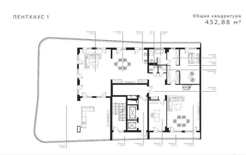 6-комнатная квартира, 450 м2, Мирабад 1