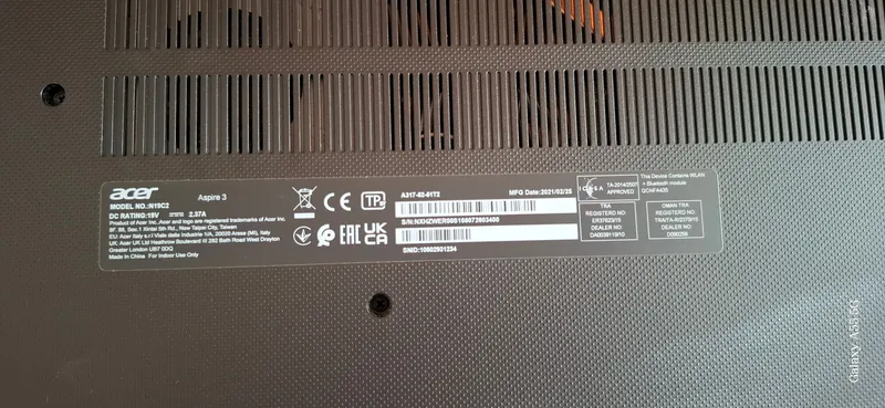 Acer Aspire 3 Model NO.:N19C2 5