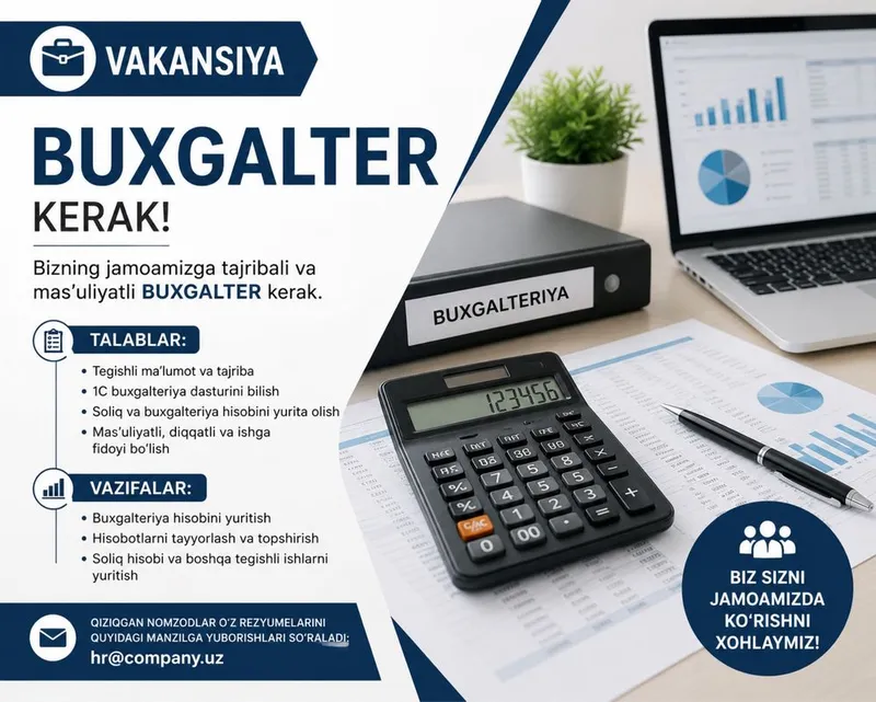OOO shela korxonasiga glavni buxgalter kerak OOO shela korxonasiga glavni buxgalter kerak