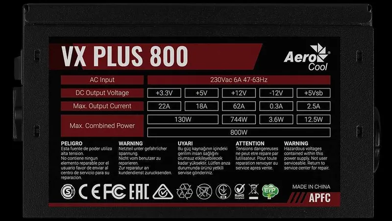 Блок питания AeroCool VX Plus 800W — в отличном состоянии