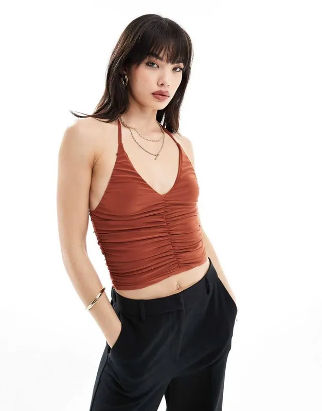 Кирпичный цвет топ Pull&Bear