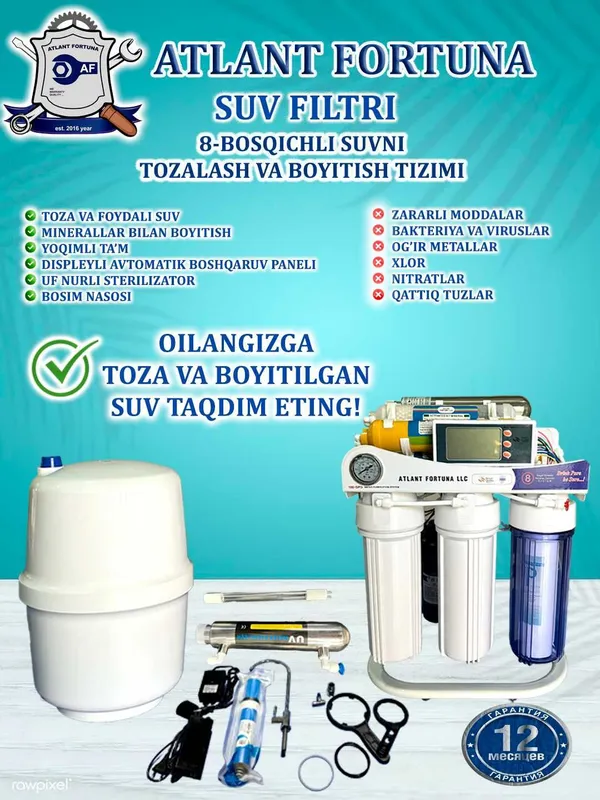 Kichik suv filtr, uy uchun filtr, домашний фильтр, бытовой фильтр воды — фото 3