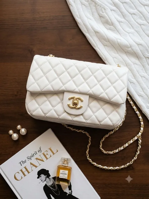 Белая сумочка Chanel через себя 1 Белая сумочка Chanel через себя 1