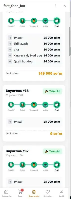 Tayyor dostavka Mini ilova, Xod-dog, burger va oshxonalar uchun tekin 3 Tayyor dostavka Mini ilova, Xod-dog, burger va oshxonalar uchun tekin 3