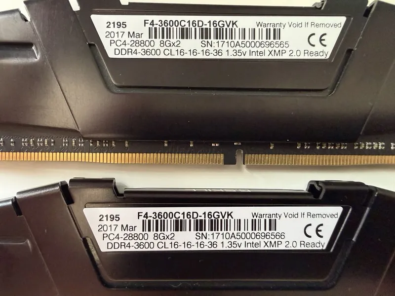 G.Skill Ripjaws 2x8GB 3600Mhz cl16 DDR4 2