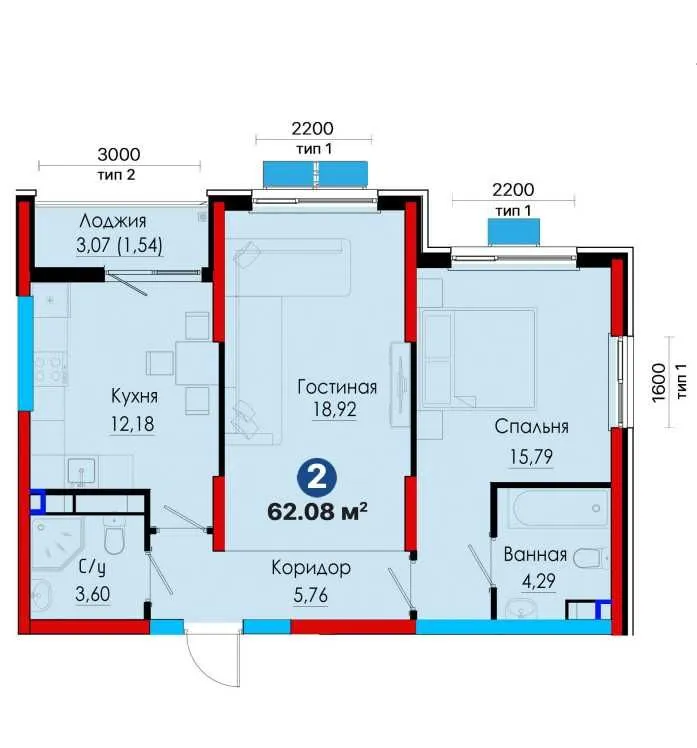 Купить 1ком. квартиру 33м² | MEROS | Сдача июнь 2026 [DM] — фото 2