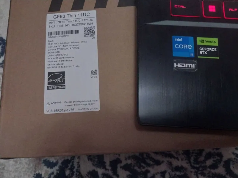 Notbuk | Laptop | MSI GF63 Thin 11UC – 16GB RAM, RTX 3050 — фото 1